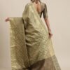 Timeless Olive Banarasi Silk Saree - Image 2