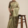 Timeless Olive Banarasi Silk Saree - Image 3