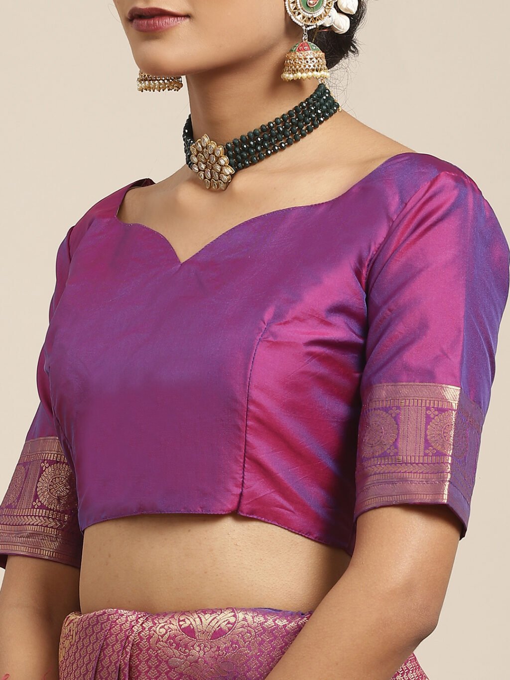 Regal Purple Designer Zari Woven Saree - Image 4