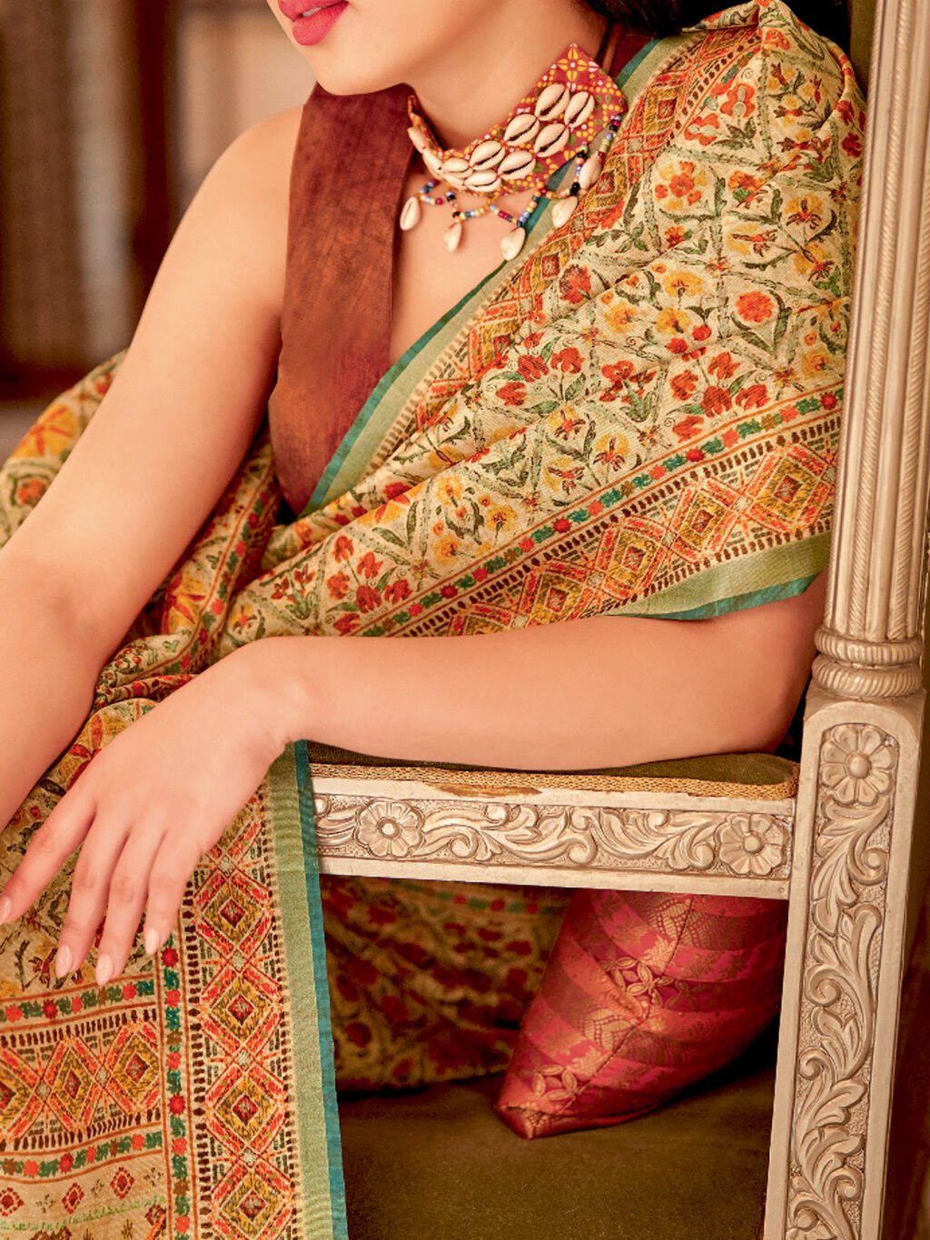 Multicolor Digital Print Silk Saree - Image 4