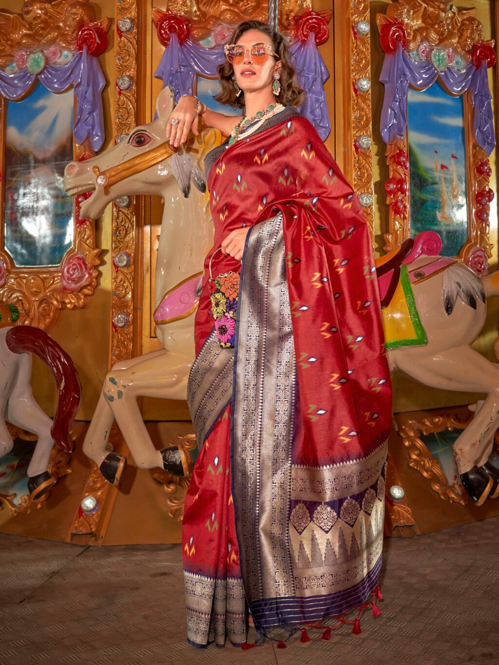 Timeless Maroon Designer Zari Woven Saree