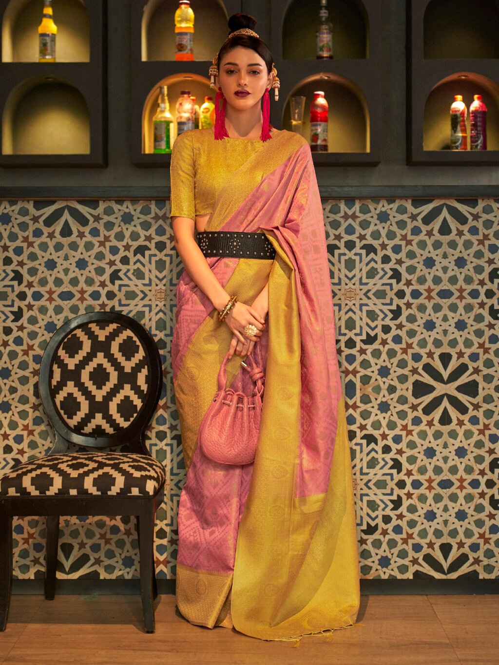 Timeless Mauve Designer Zari Woven Saree