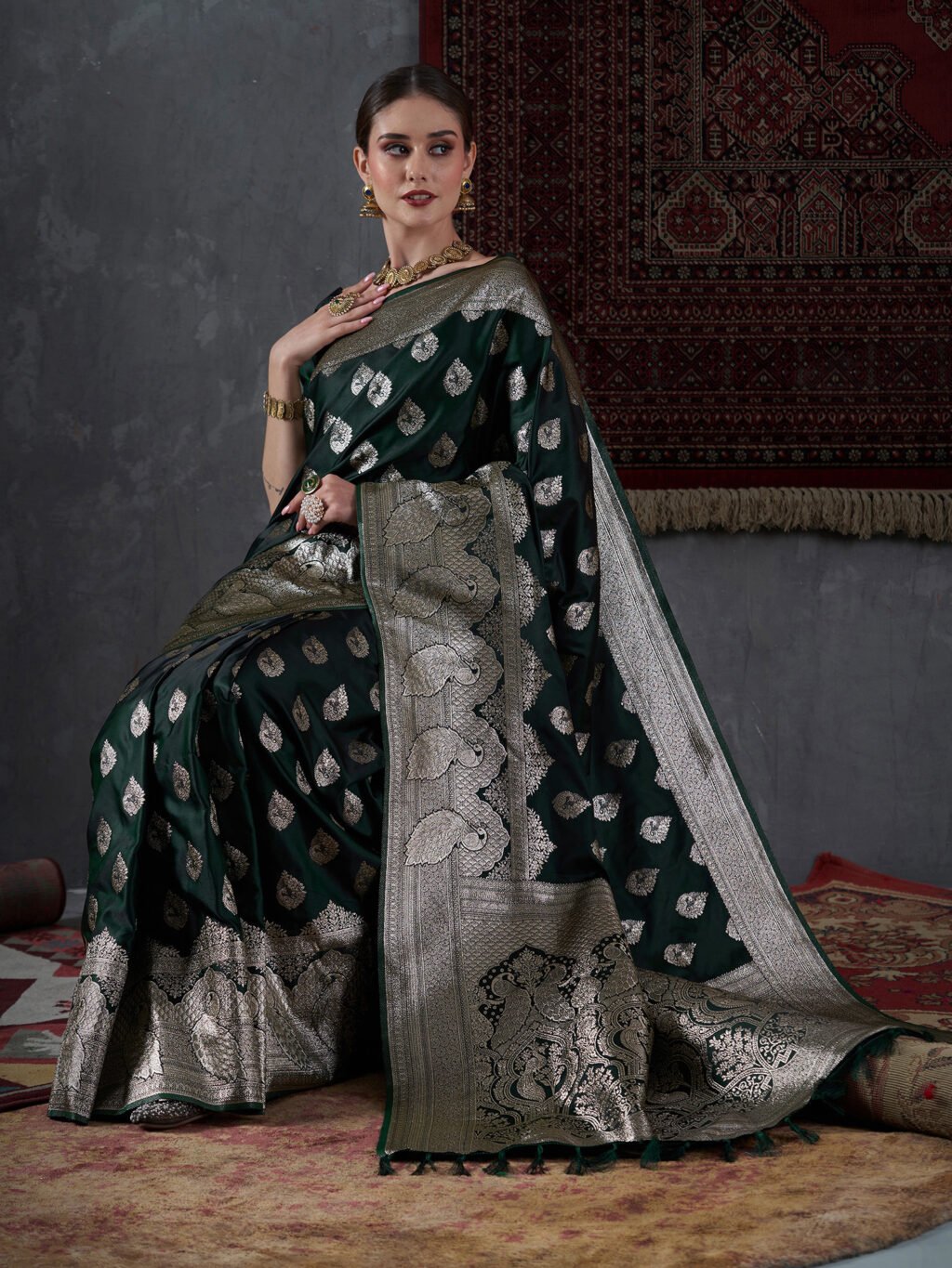 Green Kanjeevaram Silk Saree - Image 2