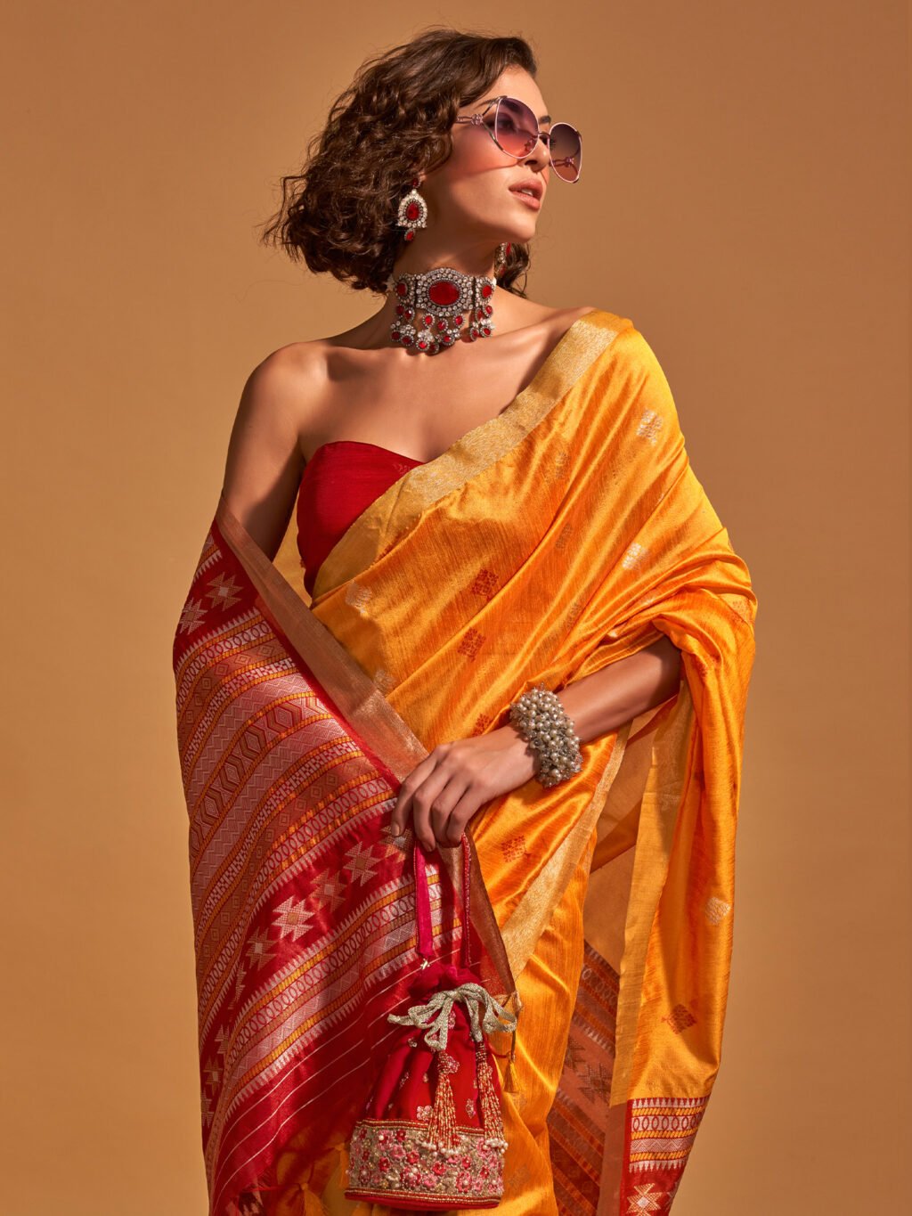 Timeless Yellow Designer Zari Woven Distinct Saree - Image 2