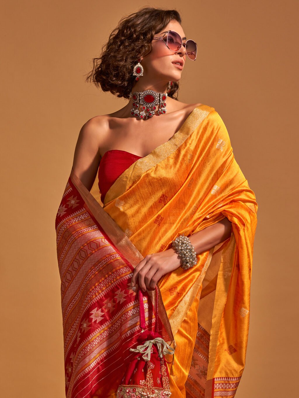 Timeless Yellow Designer Zari Woven Distinct Saree - Image 4