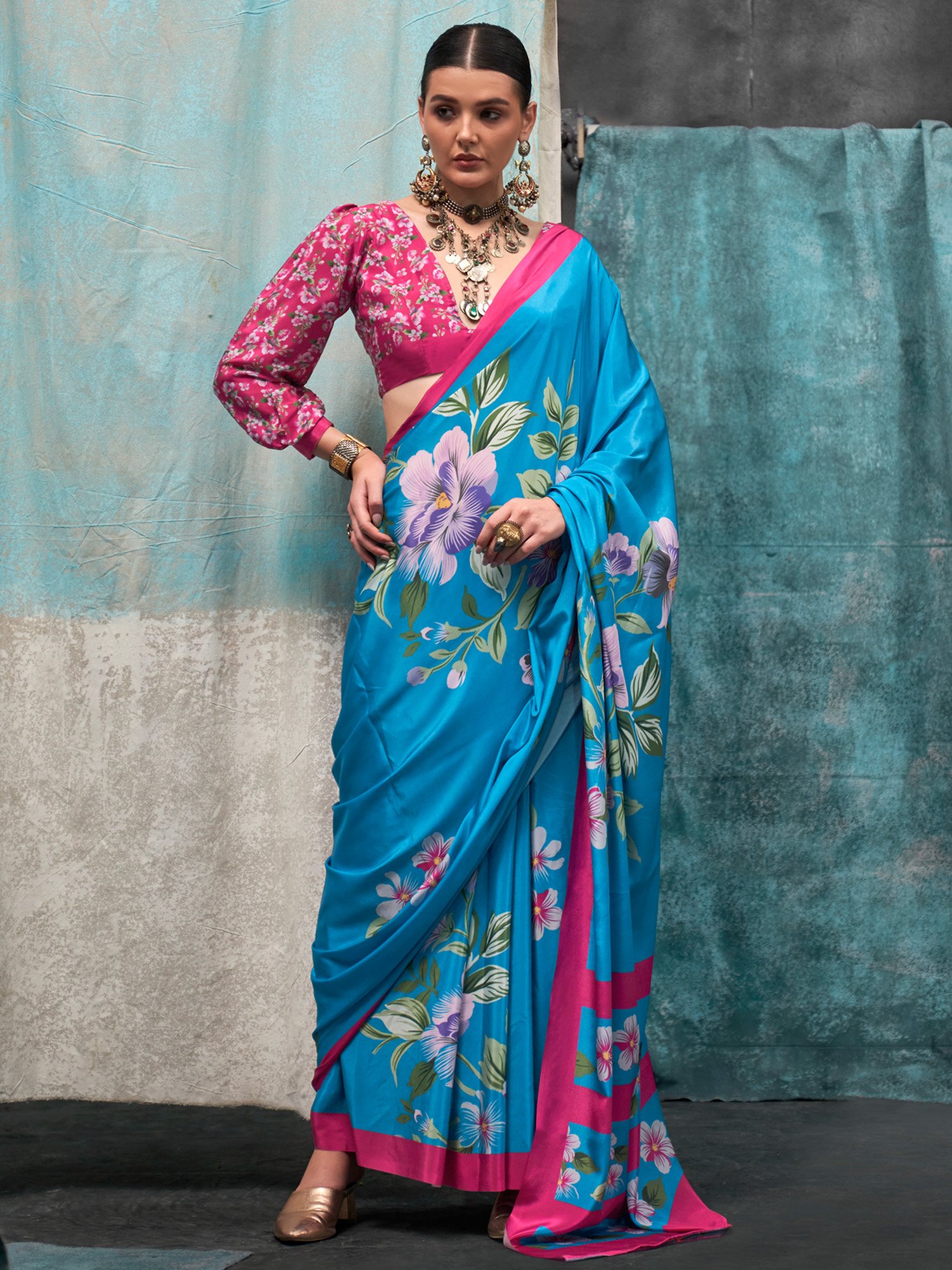 Timeless Light Blue Crepe Zari Woven Saree