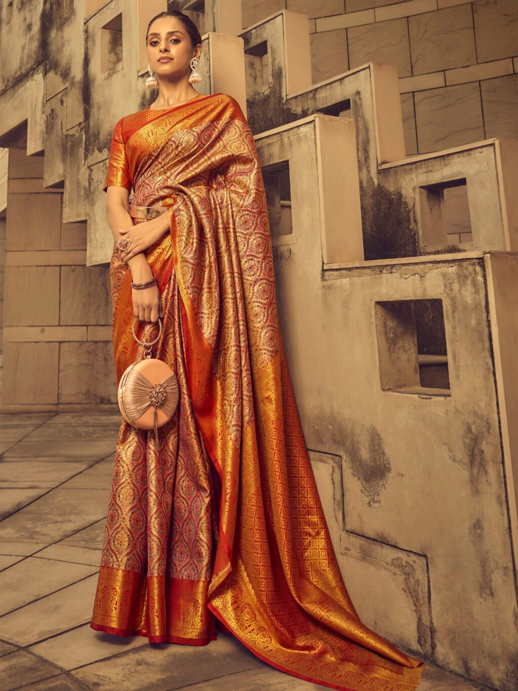 Beige Designer Kanjeevaram Saree