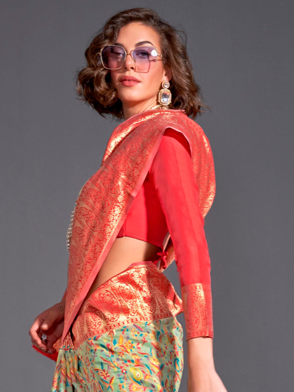Timeless Sea Green Designer Zari Woven Unique Saree - Image 4