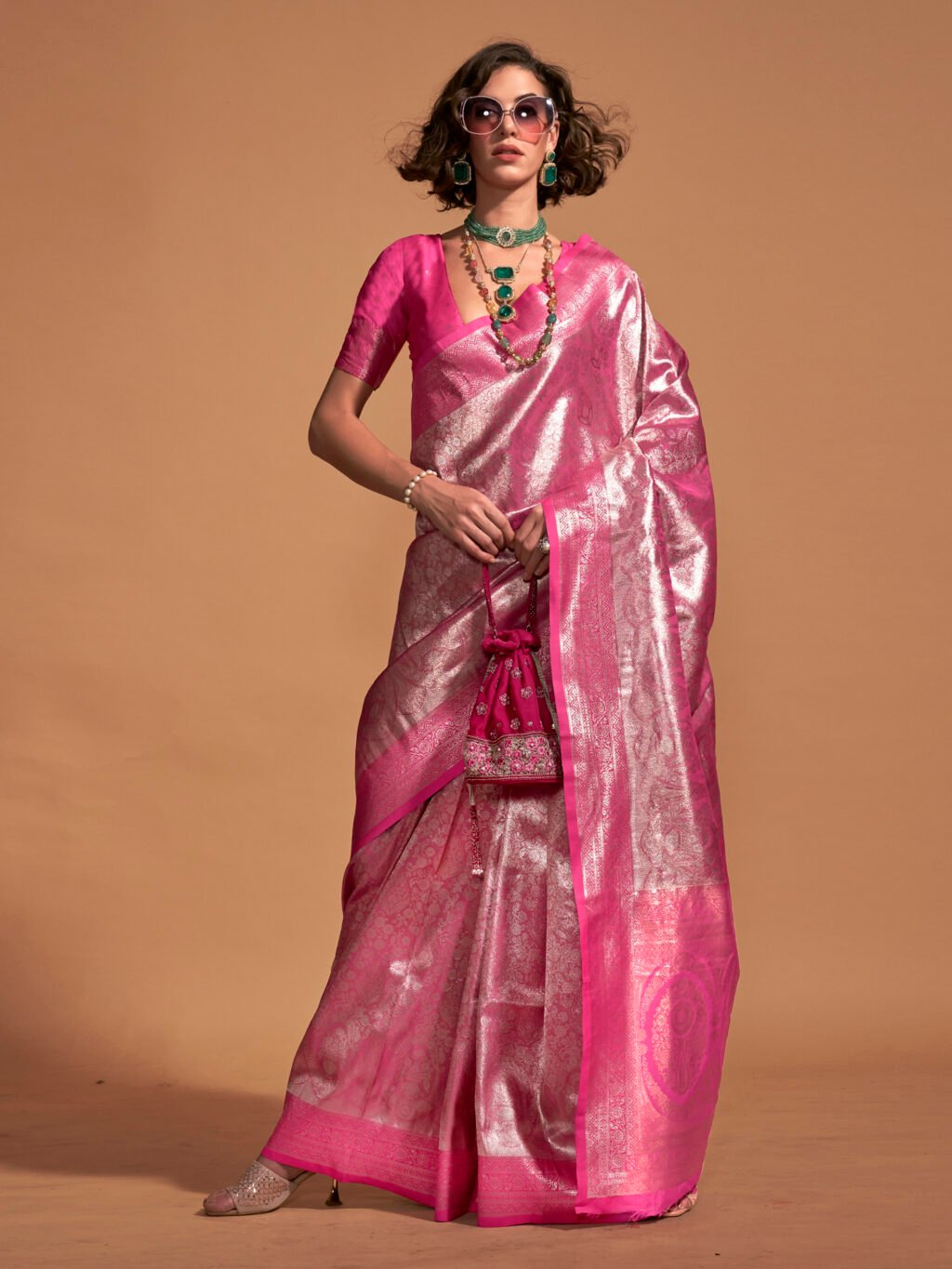 Timeless Pink Designer Zari Woven Limited Saree