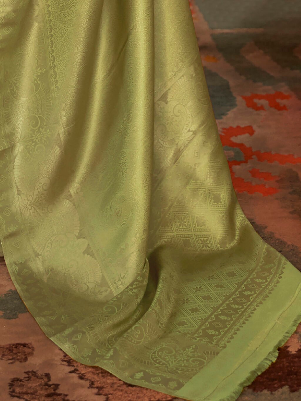 Timeless Olive Designer Zari Woven Exclusive Saree - Image 4