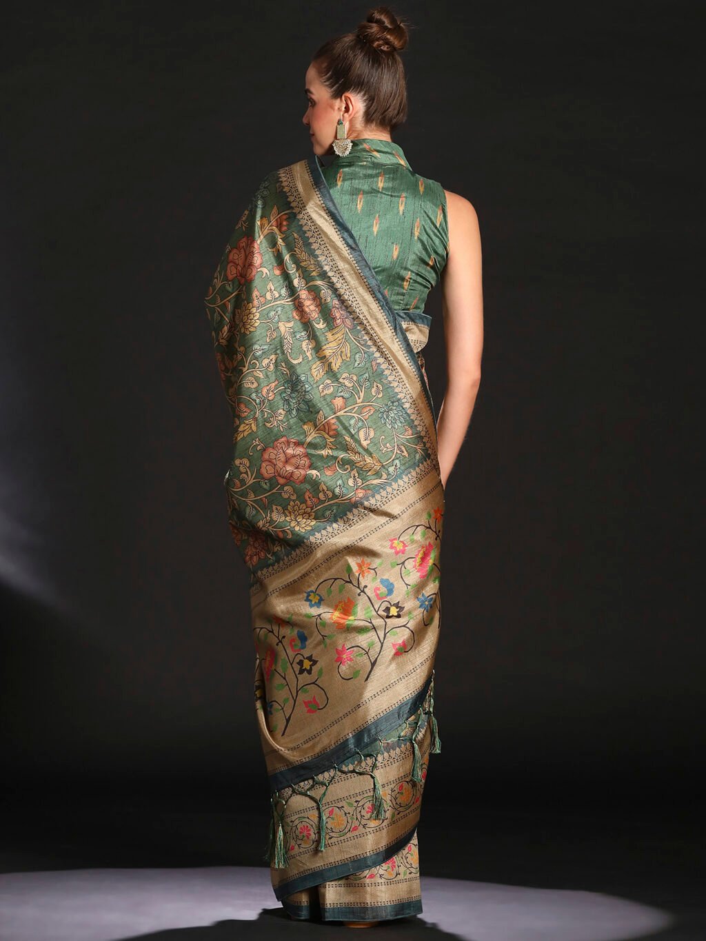 Amaira Sea Green Designer Cotton Saree - Image 2