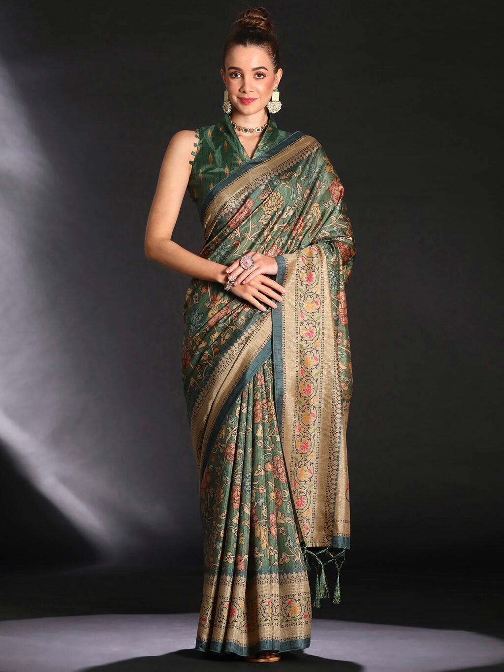 Amaira Sea Green Designer Cotton Saree