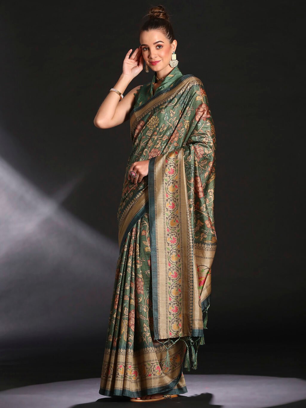 Amaira Sea Green Designer Cotton Saree - Image 3