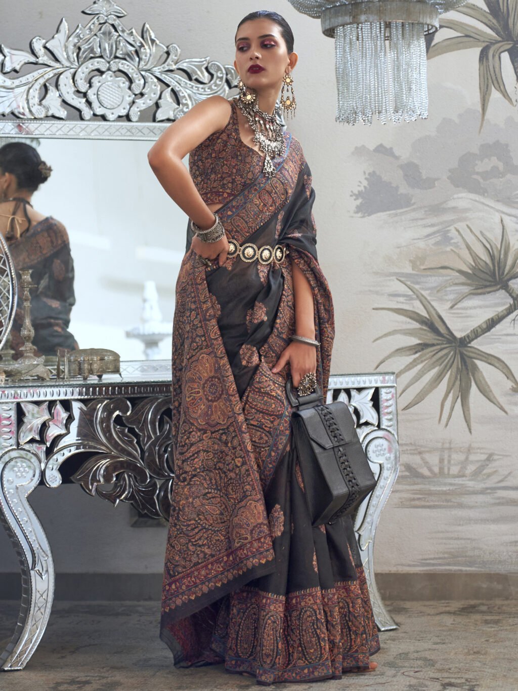 Graceful Black Designer Zari Woven Exclusive Saree
