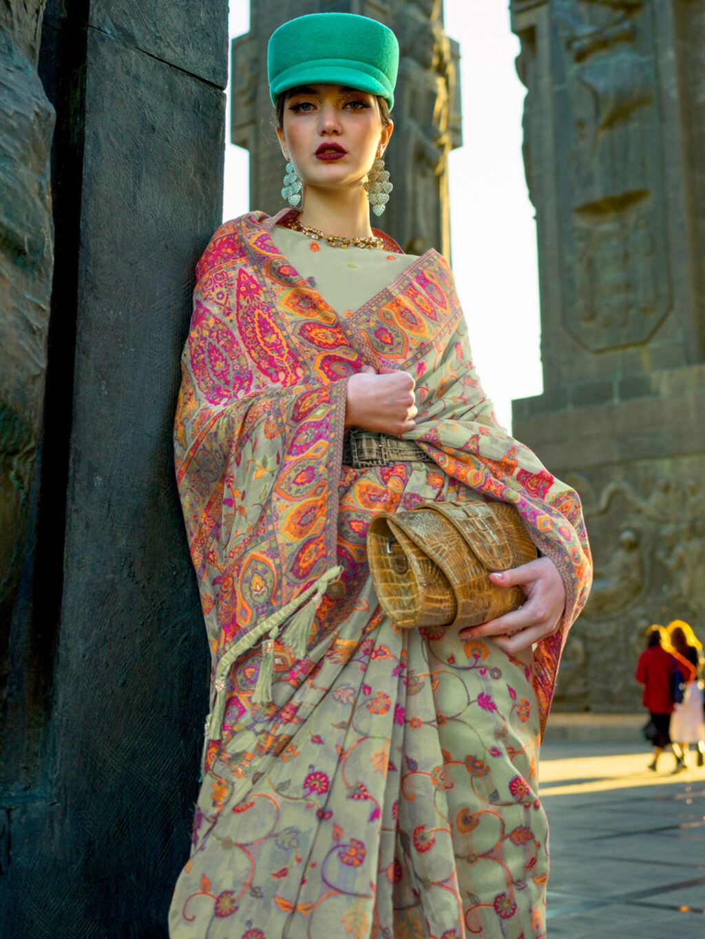 Graceful Light Green Organza Sheer Embroidery Saree - Image 2