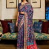 Exquisite Navy Blue Designer Zari Woven Saree
