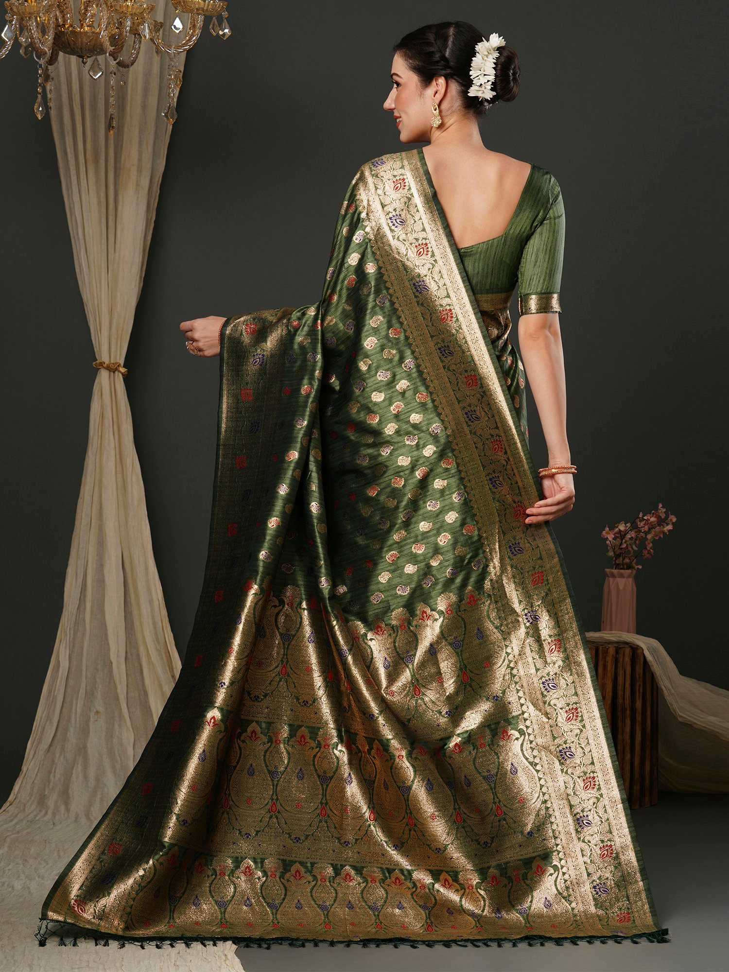 Olive Silk Saree