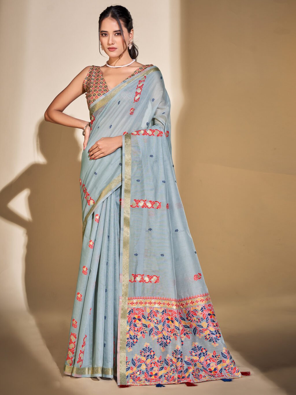 Regal Light Blue Designer Zari Woven Exclusive Saree