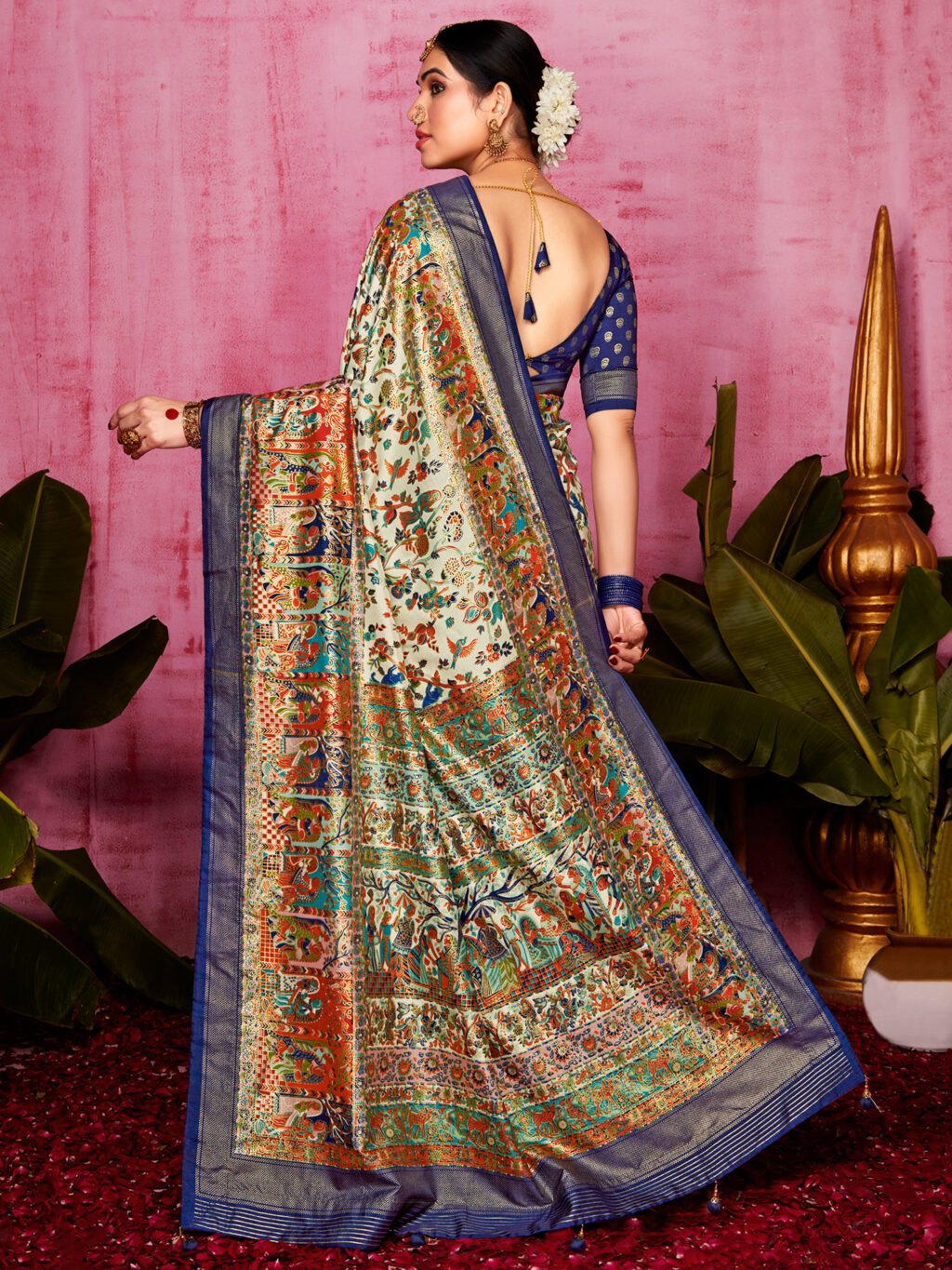 Timeless Cream Tussar Silk Saree - Image 2