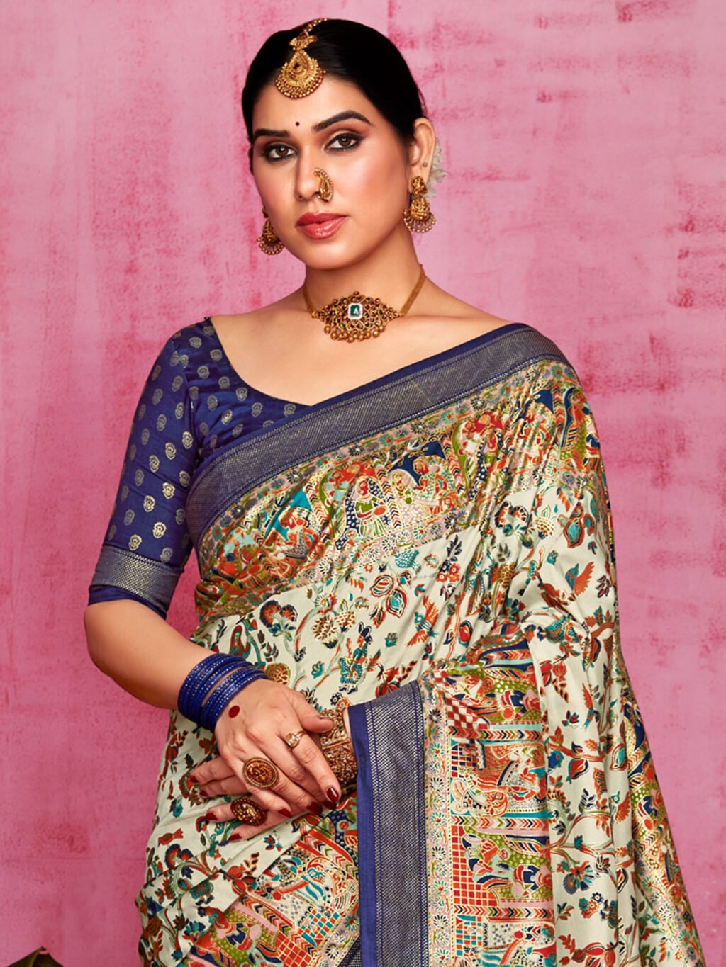 Timeless Cream Tussar Silk Saree - Image 4