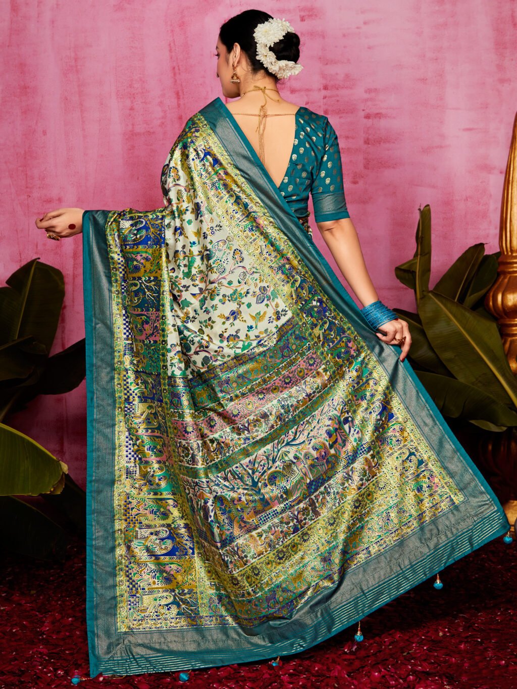 Timeless Cream Tussar Silk Saree - Image 2