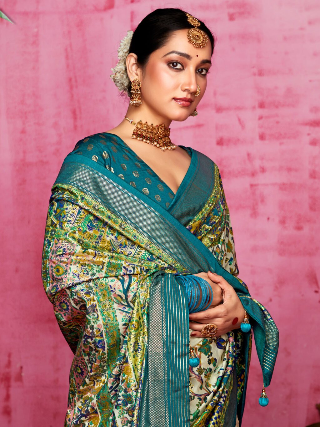 Timeless Cream Tussar Silk Saree - Image 3
