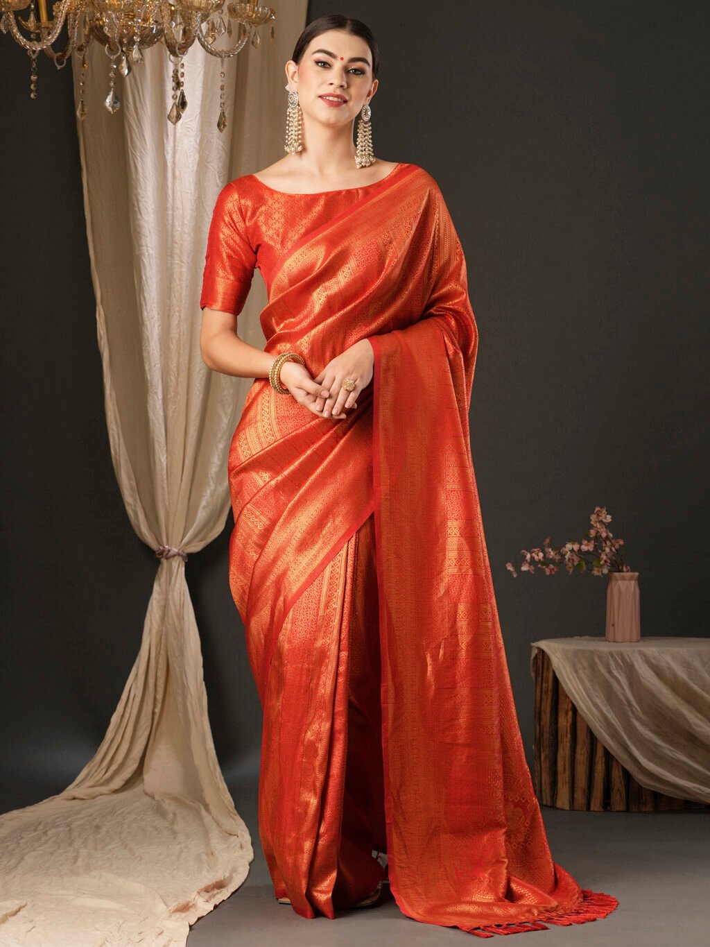 Graceful Red Kanjeevaram Silk Saree