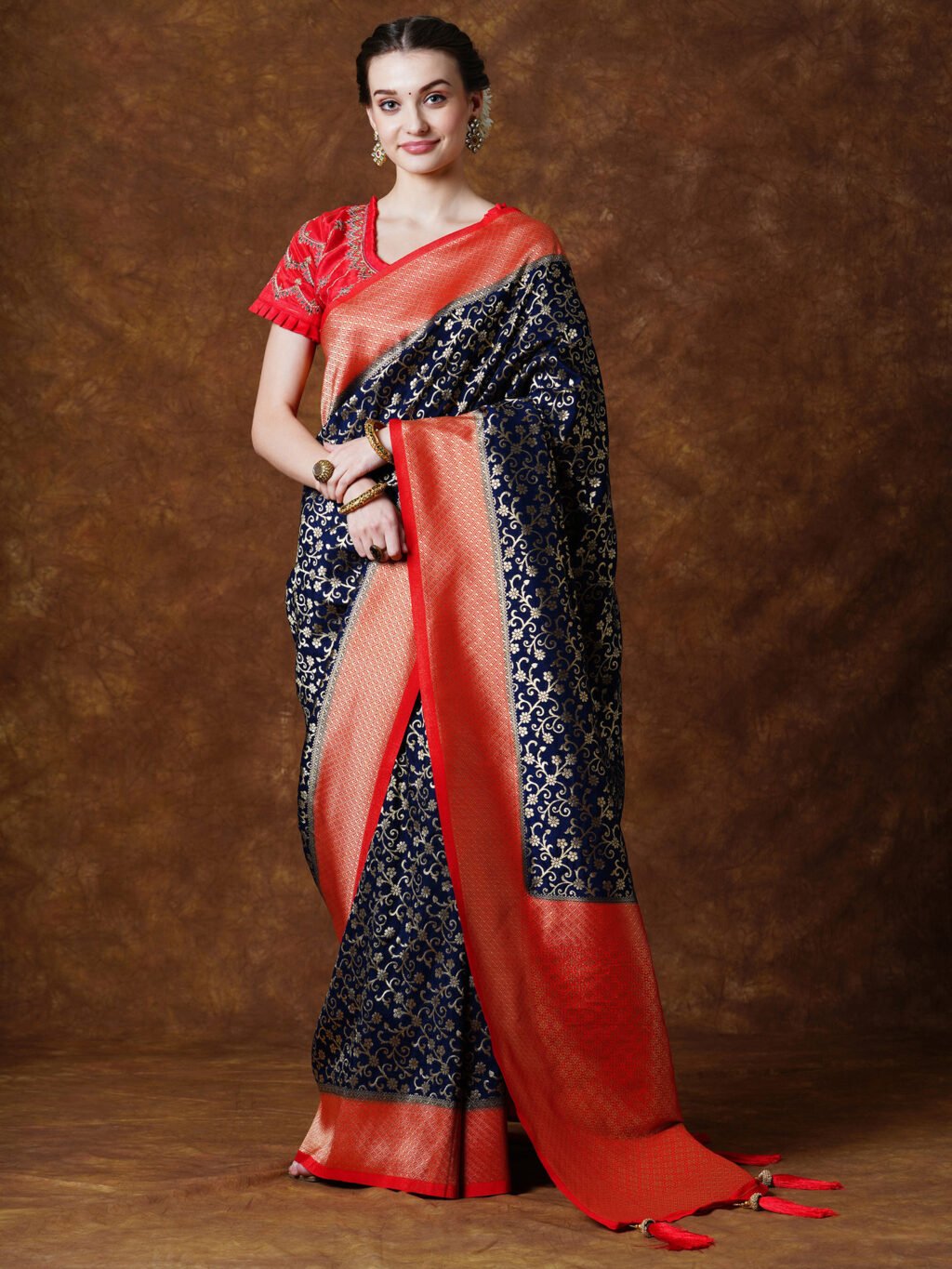 Banarasi Navy Blue Georgette Saree