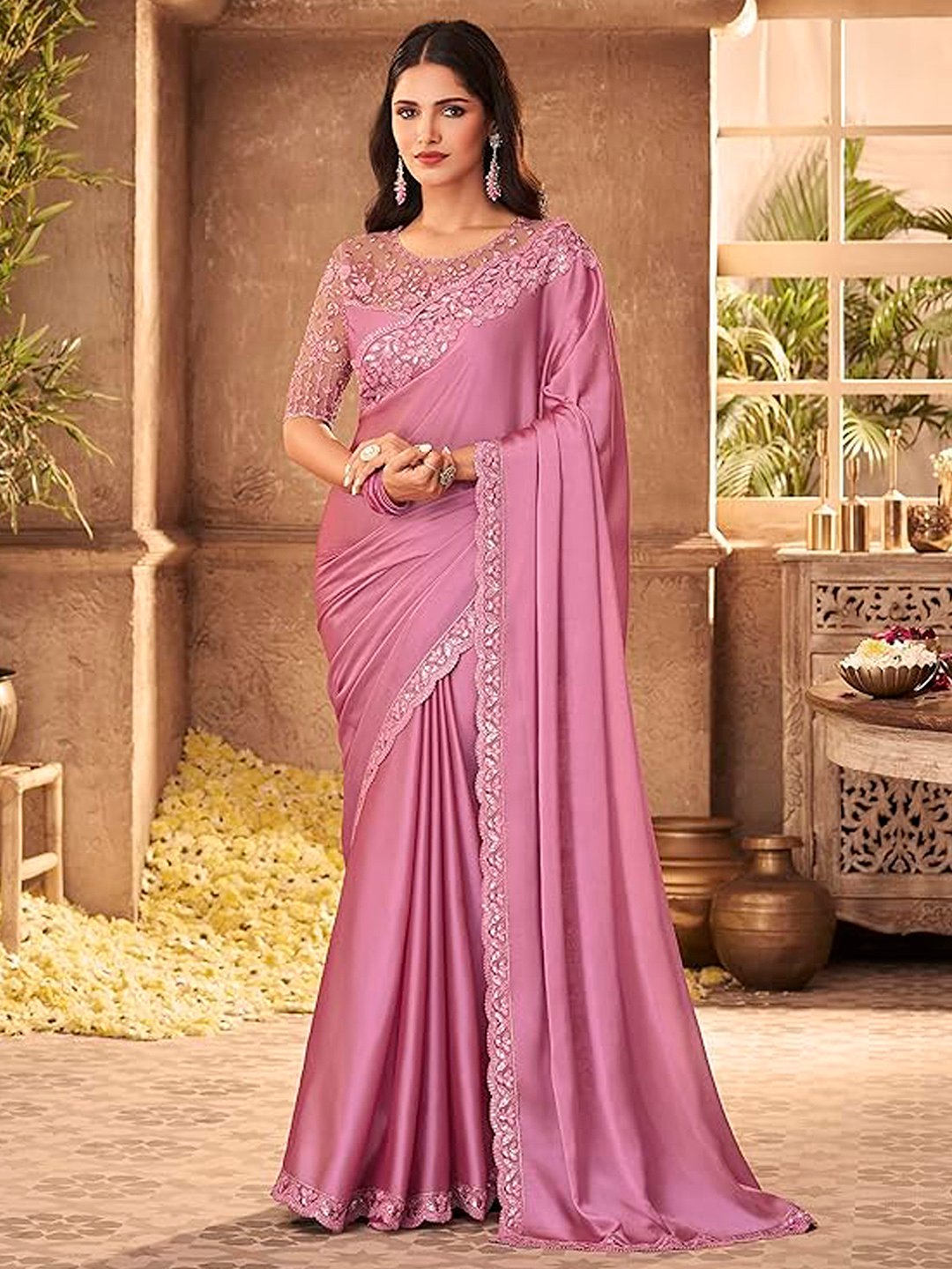 Heritage Purple Pink Georgette Saree