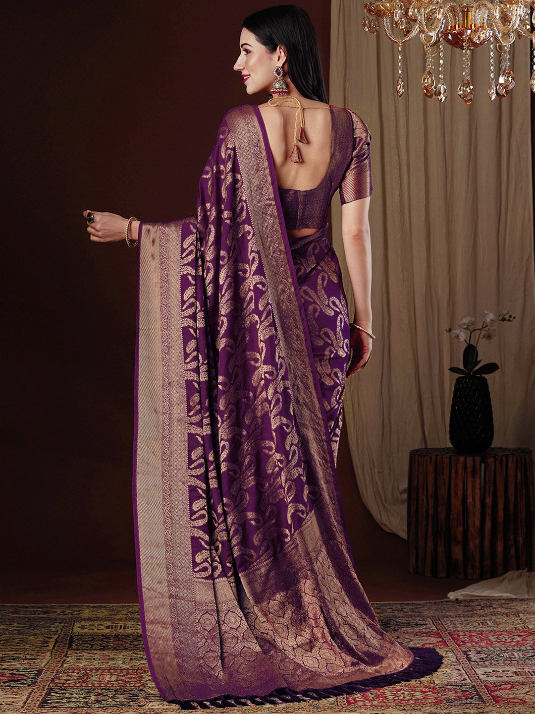Regal Magenta Designer Banarasi Silk Saree