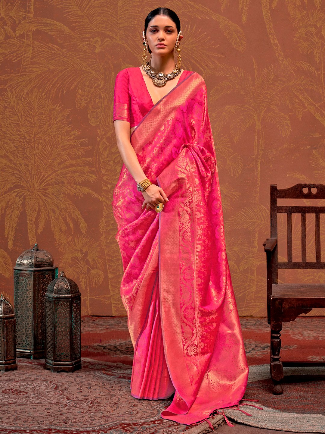 Heritage Pink Designer Silk Saree
