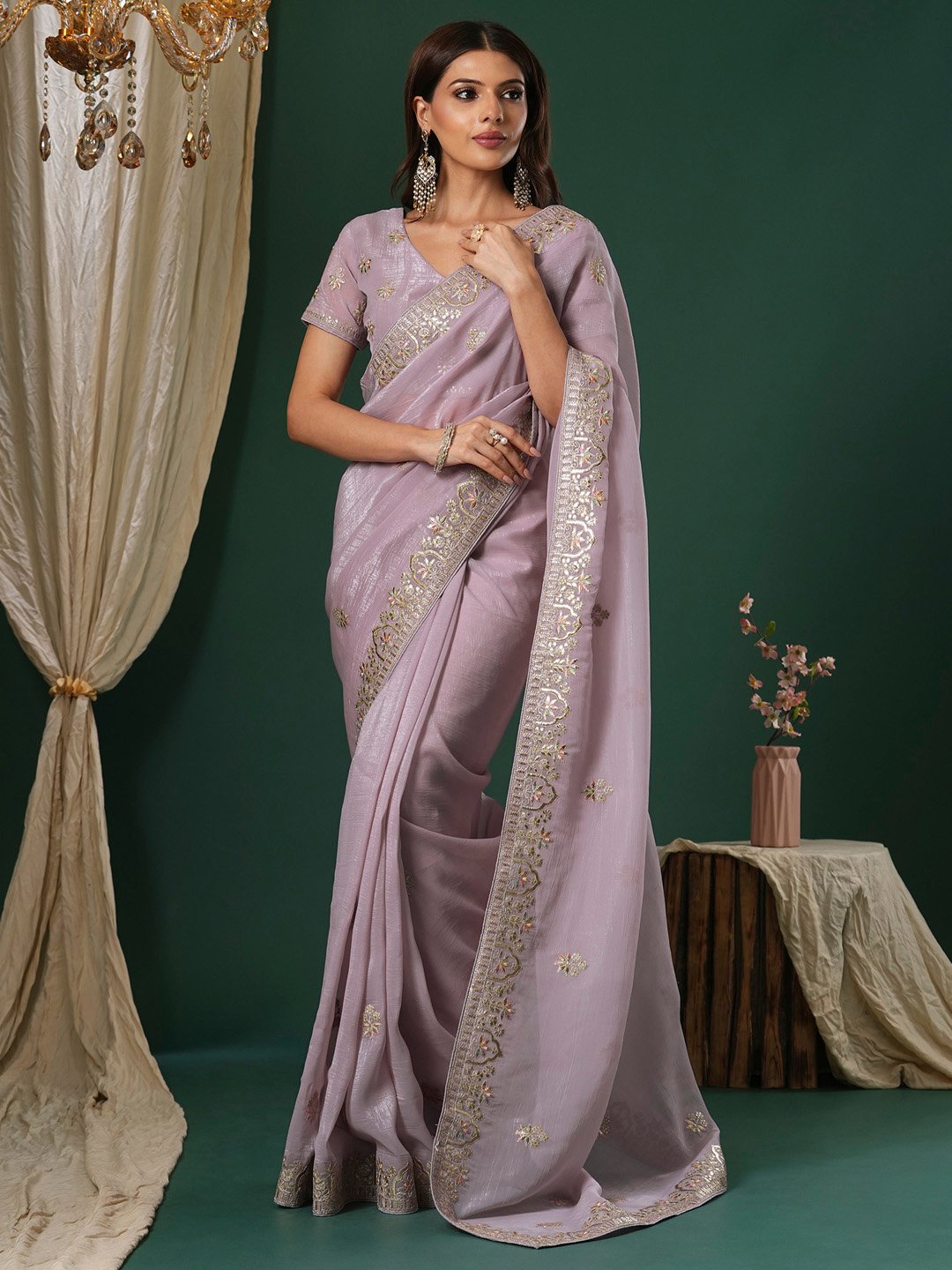 Lavendar Organza Saree
