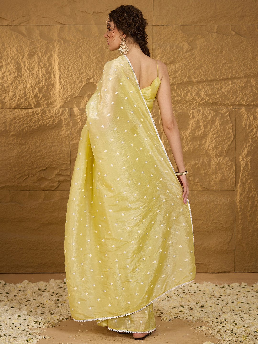 Yellow Chiffon Saree