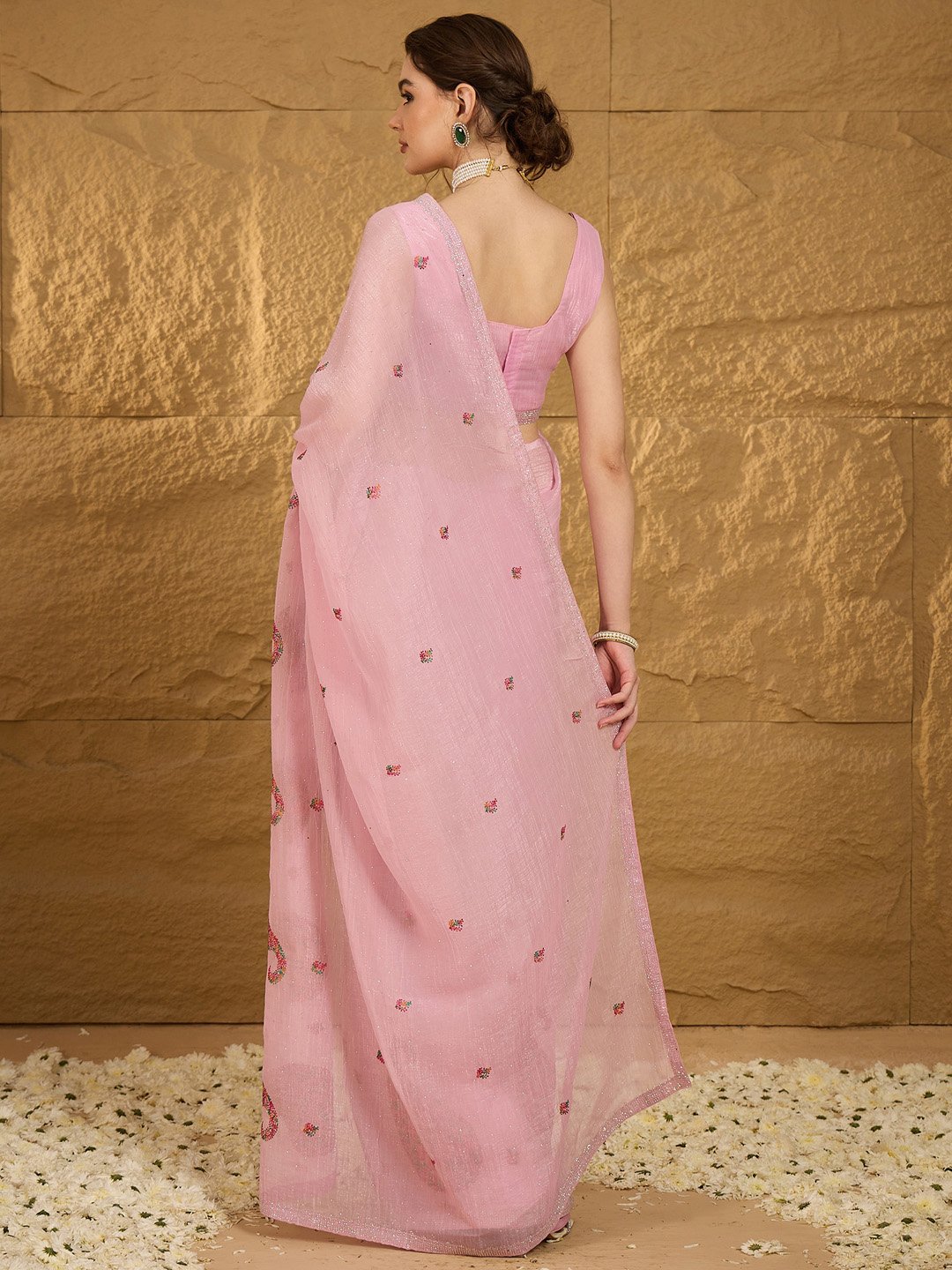 Pink Chiffon Saree