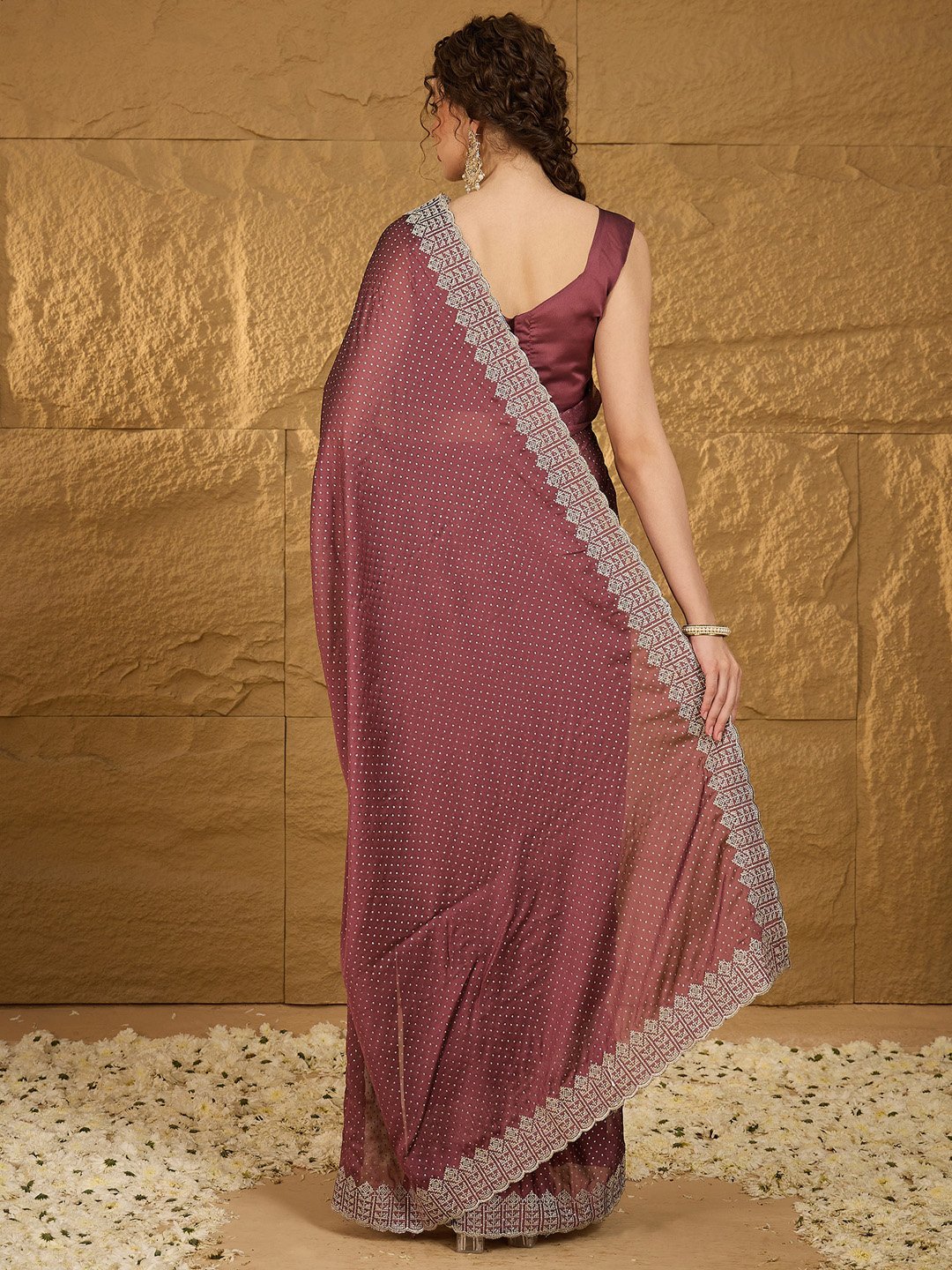 Burgundy Chiffon Saree