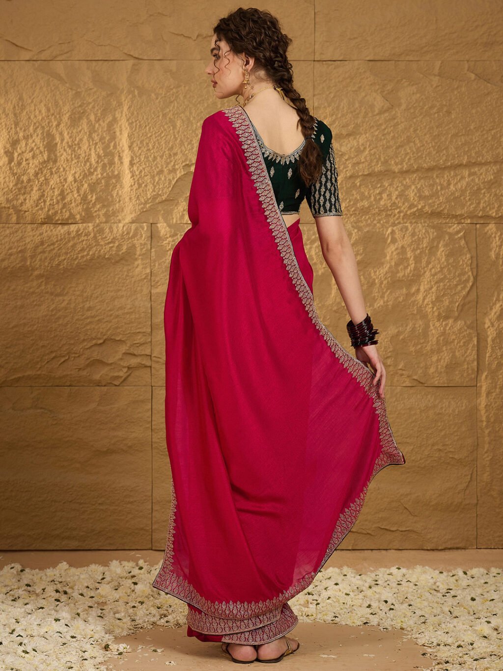 Pink Silk Saree - Image 2