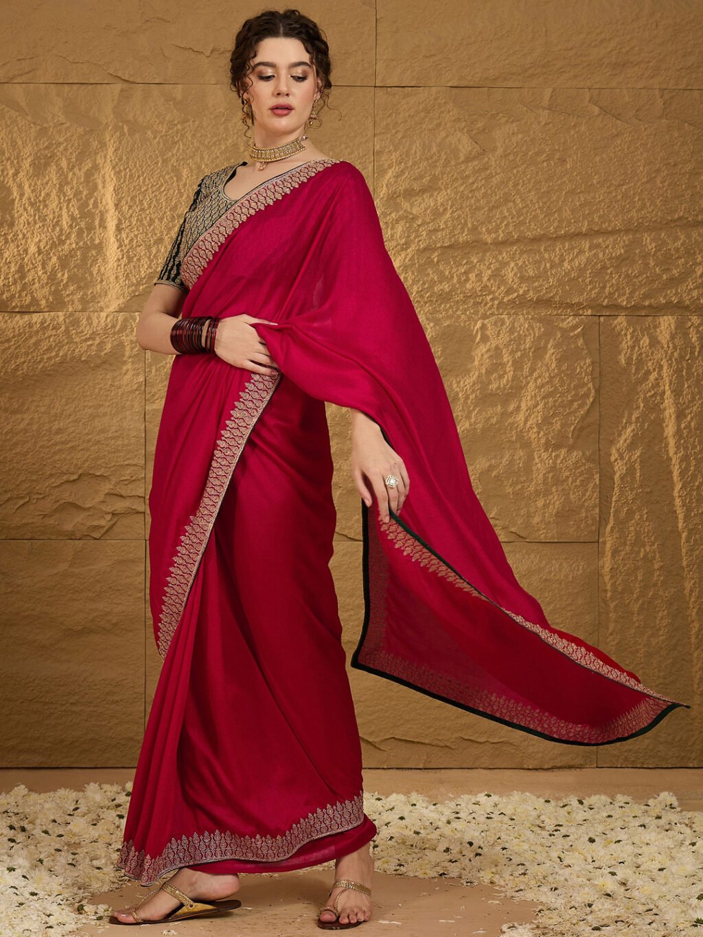 Pink Silk Saree - Image 4