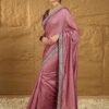 Mauve Designer Georgette Vichitra Silk Saree - Image 3