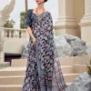 Printed Floral Blue Mal Mal Silk Saree