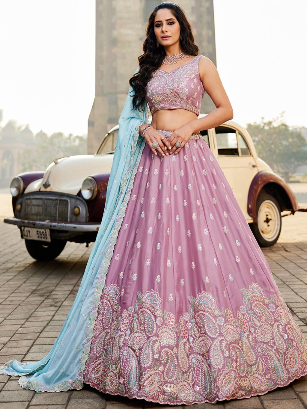Lavender Luxe Designer SemiStitched Lehenga Choli