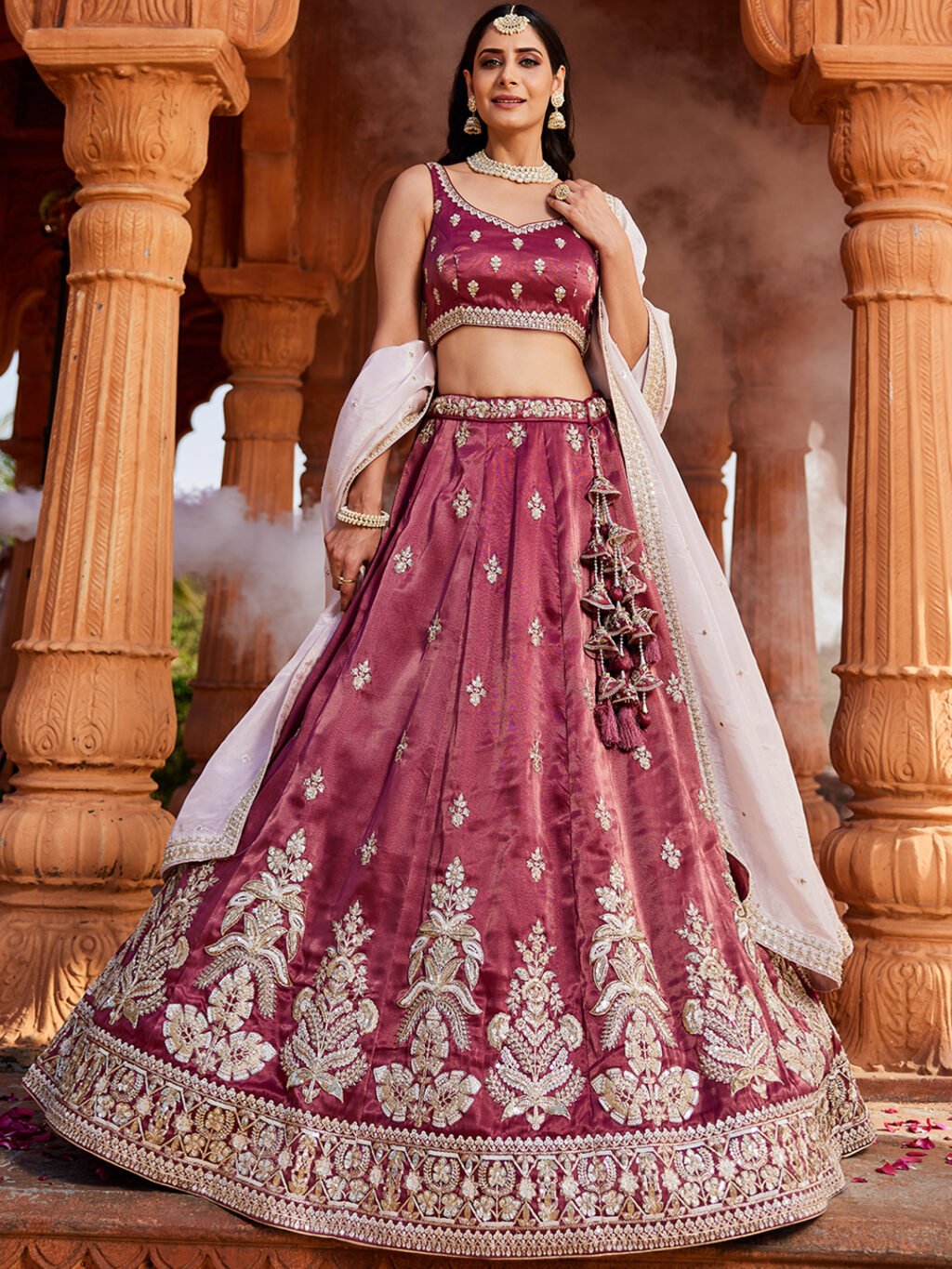 Burgundy Luxe Designer SemiStitched Lehenga Choli