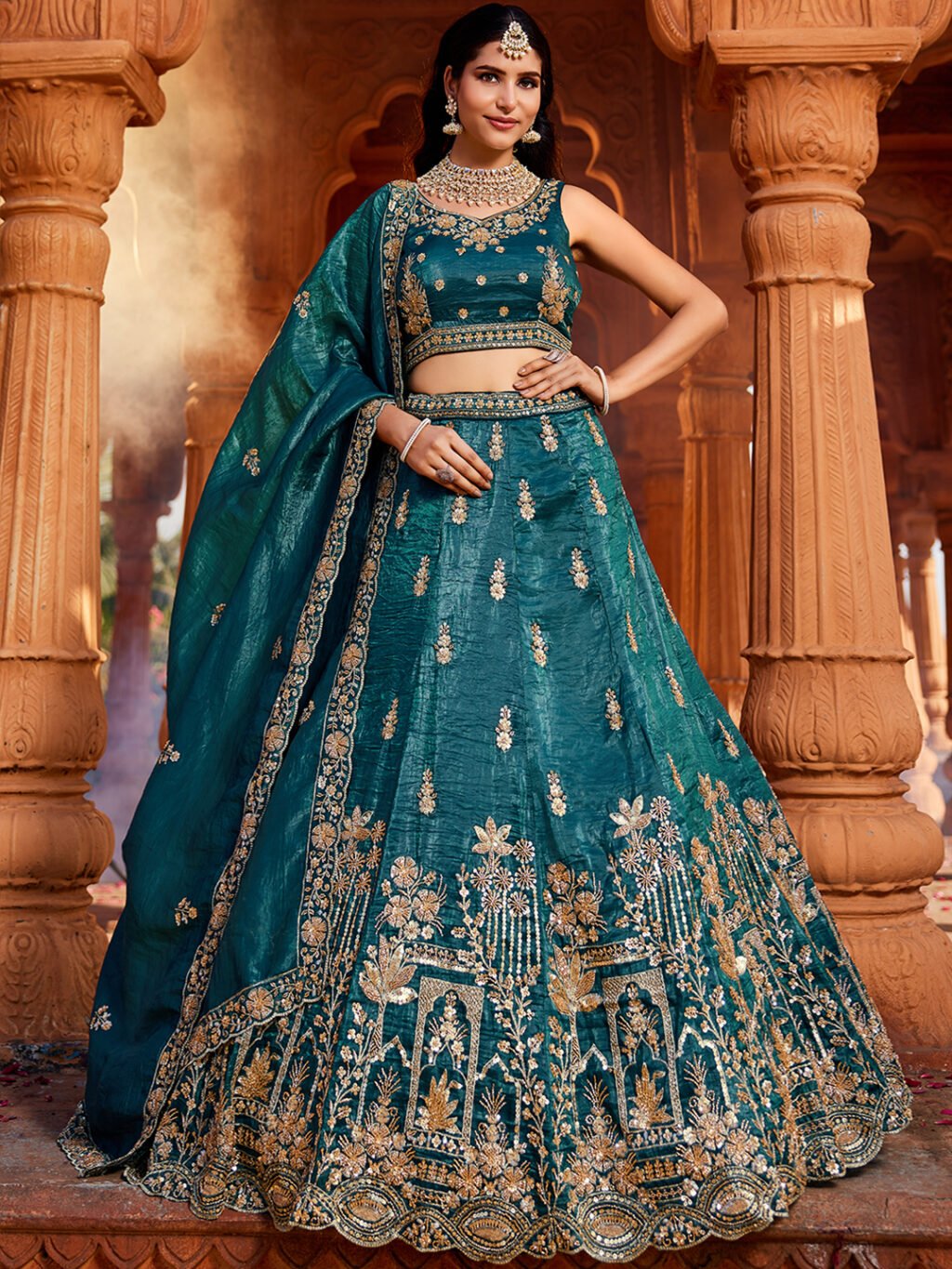 Teal Luxe Designer SemiStitched Lehenga Choli