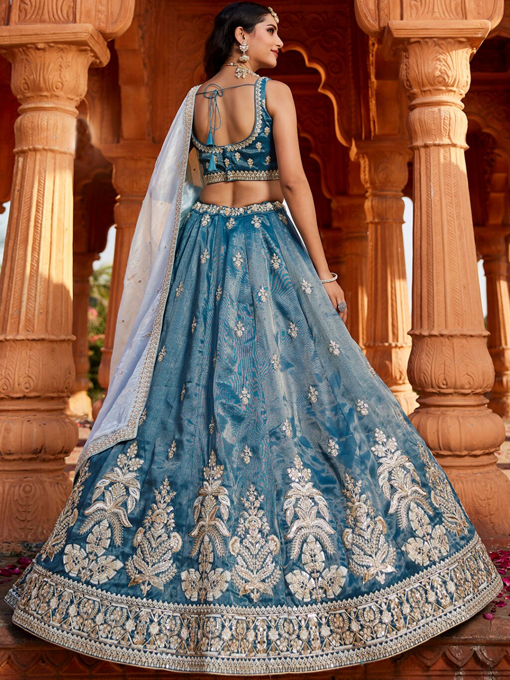 Blue Luxe Designer SemiStitched Lehenga Choli - Image 3
