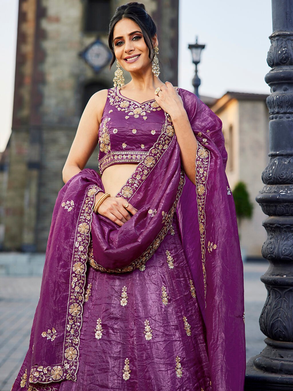 Burgundy Luxe Designer SemiStitched Lehenga Choli - Image 3