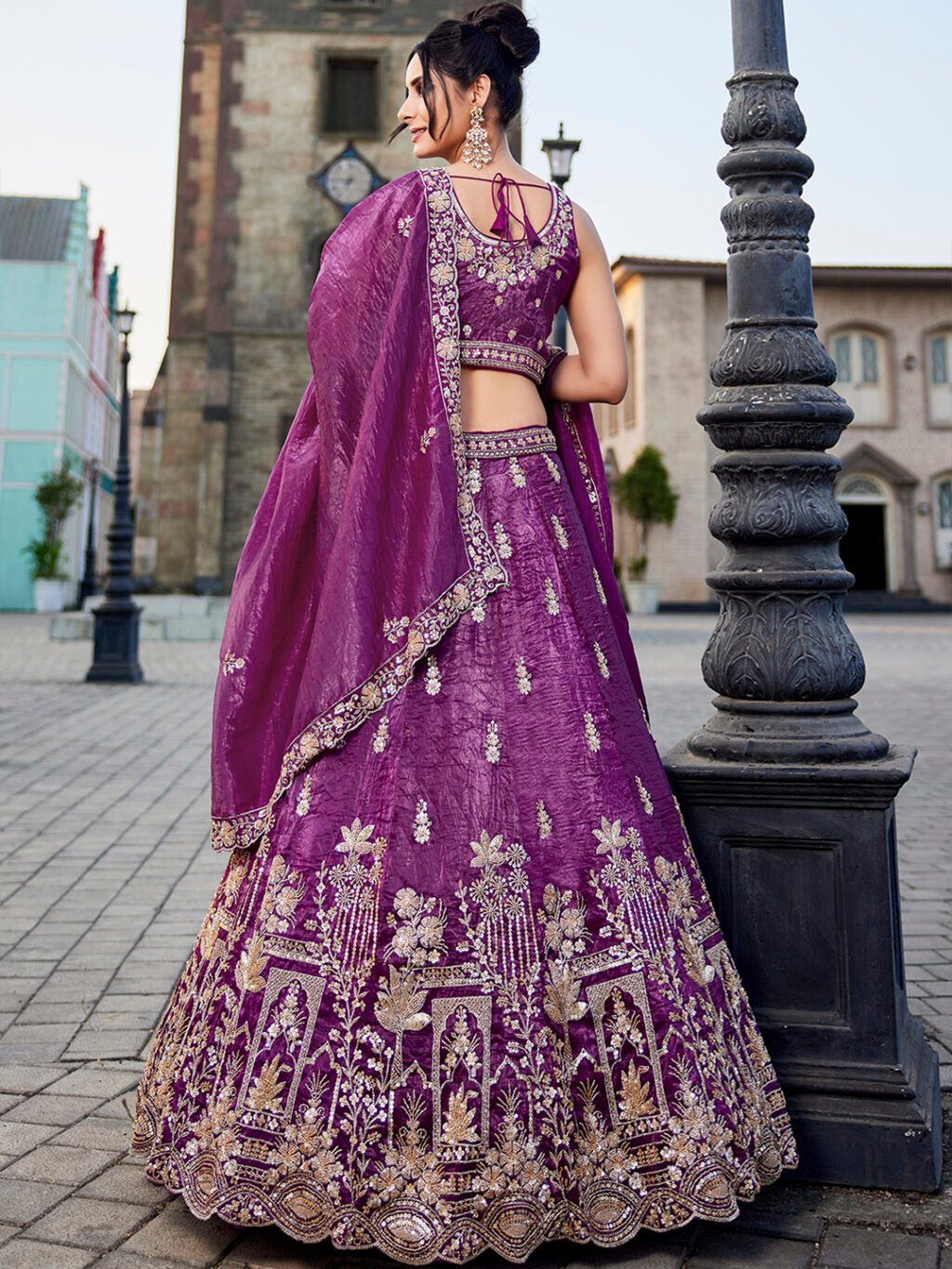 Burgundy Luxe Designer SemiStitched Lehenga Choli - Image 4