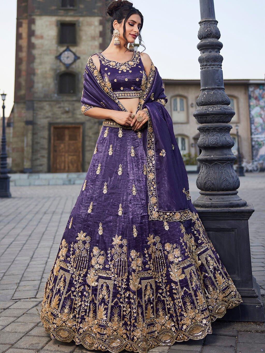 Purple Luxe Designer SemiStitched Lehenga Choli - Image 3