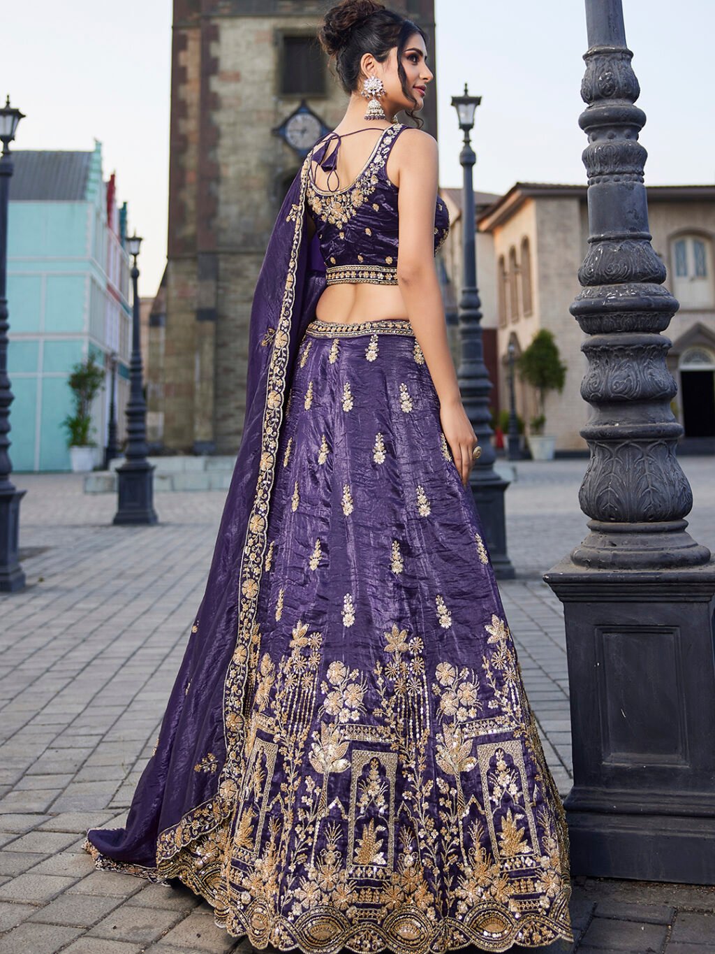 Purple Luxe Designer SemiStitched Lehenga Choli - Image 4