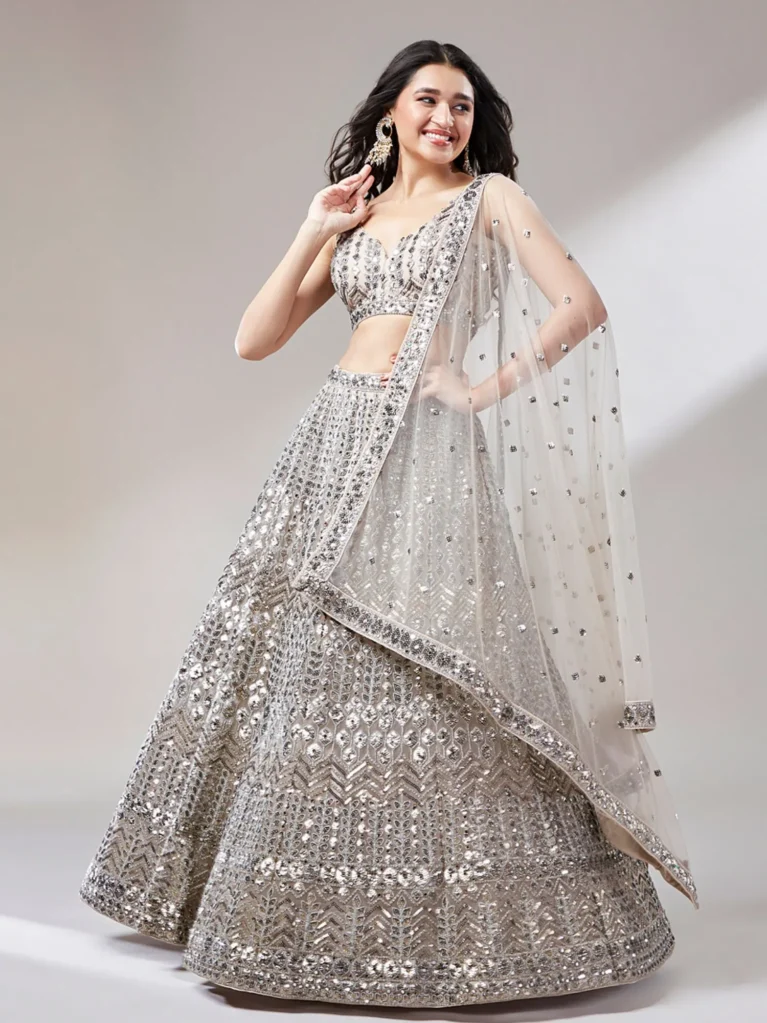 Beige - Luxe Designer SemiStitched Lehenga Choli