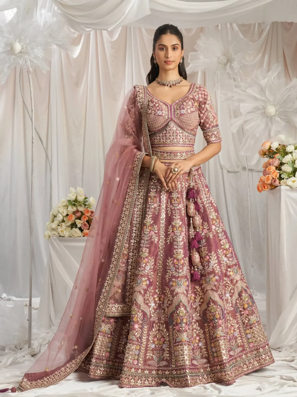 Lavender Bridel Luxe Designer SemiStitched Lehenga Choli