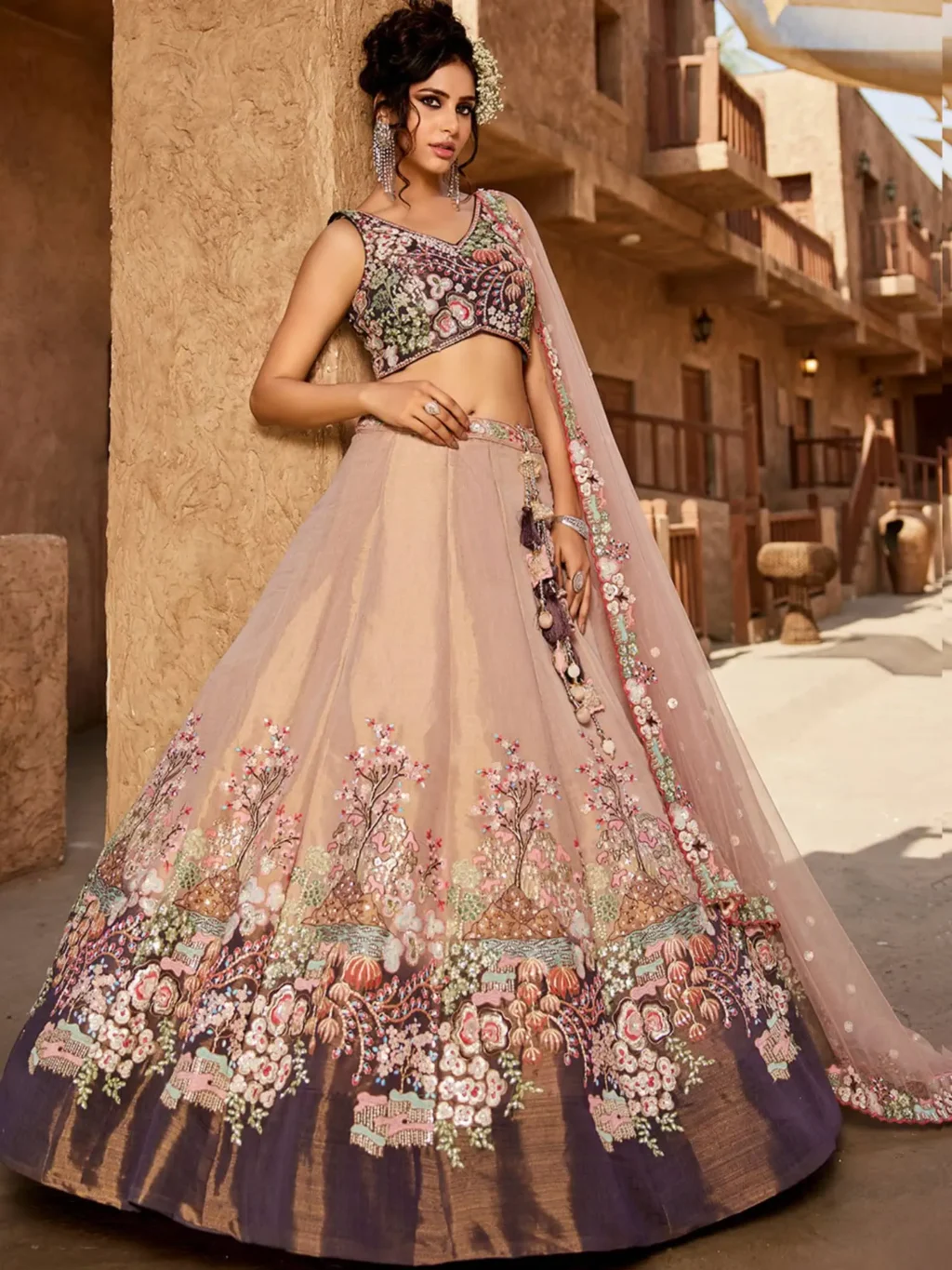 Purple Luxe Designer SemiStitched Lehenga Choli in PURPLE color